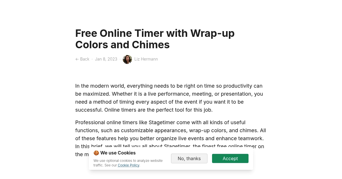 Free Online Timer with Wrap-up Colors and Chimes