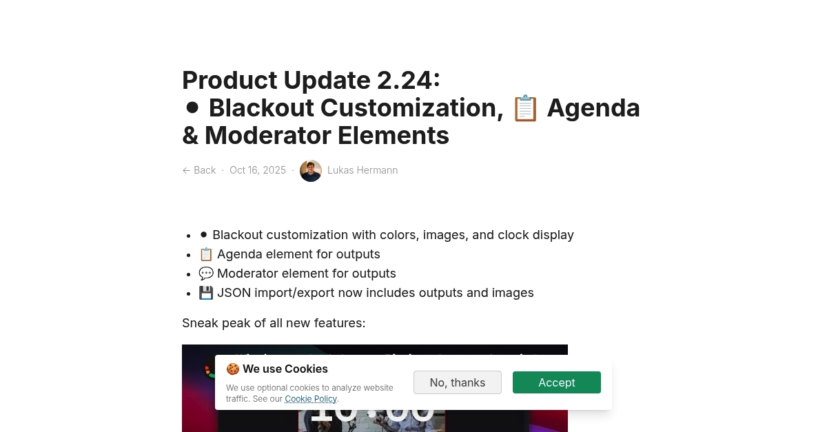 Product Update 2.24: ⚫ Blackout Customization, 📋 Agenda & Moderator ...