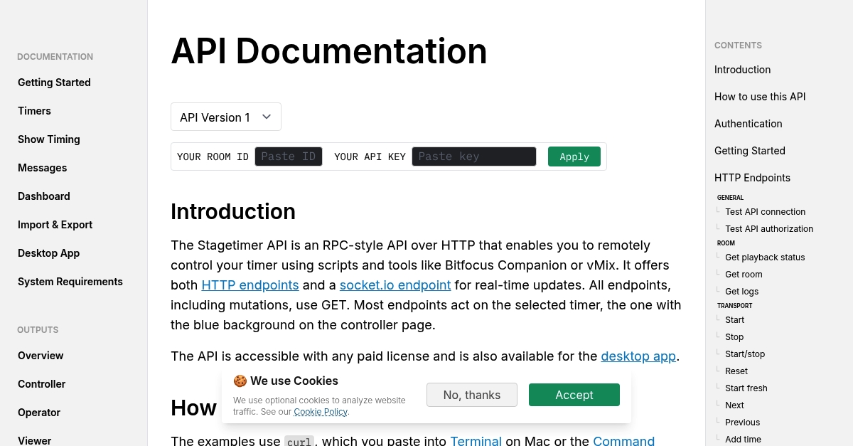 API Documentation | stagetimer.io