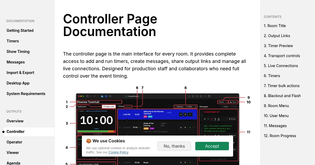 Controller Page Documentation | stagetimer.io
