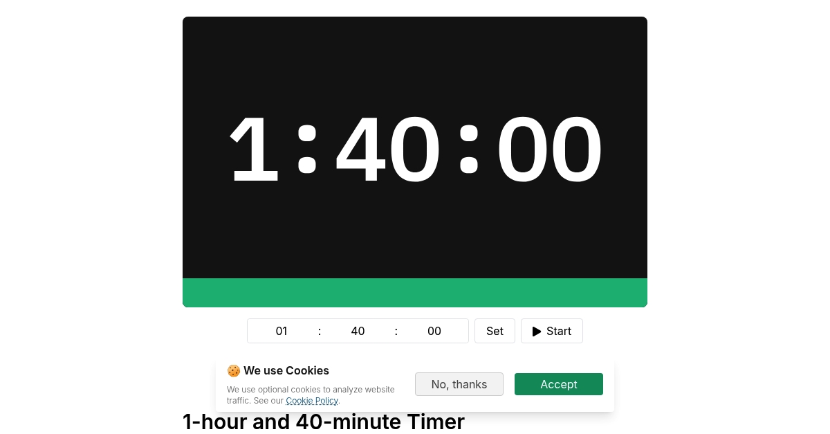 1-hour and 40-minute Timer | stagetimer.io