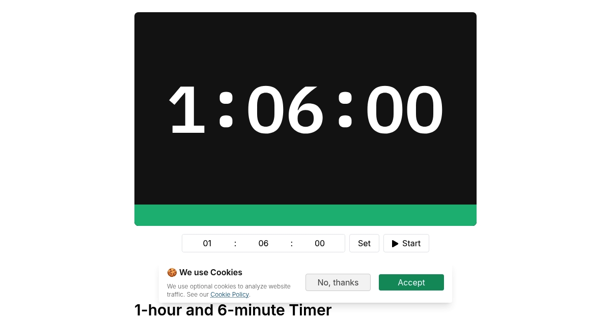 1-hour and 6-minute Timer | stagetimer.io