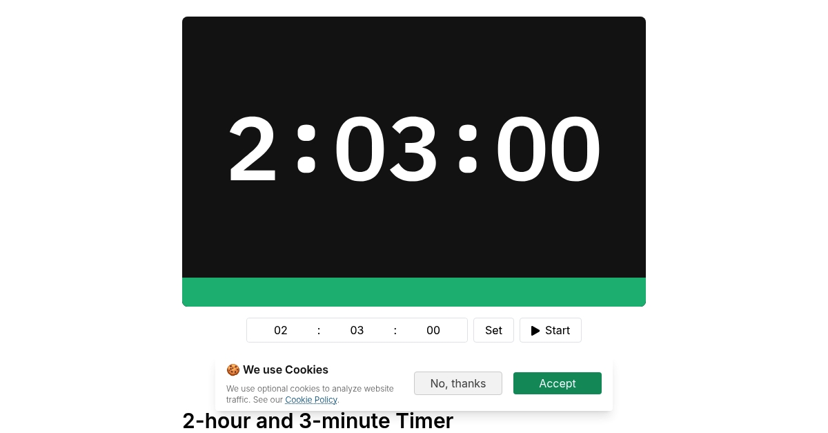 2-hour and 3-minute Timer | stagetimer.io